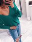 V-neck Standard Loose Casual Polyester Sweater (Style V101092)