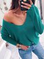 V-neck Standard Loose Casual Polyester Sweater (Style V101092)