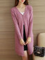 V-neck Long Loose Plain Knitted Sweater (Style V101100)