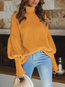 Turtleneck Loose Casual Plain Polyester Sweater (Style V101108)