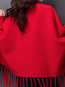 Turtleneck Elegant Plain Polyester Tassel Sweater (Style V101113)