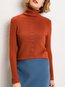 Turtleneck Slim Elegant Plain Polyester Sweater (Style V101116)