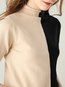 Turtleneck Standard Elegant Polyester Patchwork Sweater (Style V101118)