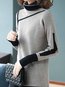 Stand Collar Standard Slim Polyester Patchwork Sweater (Style V101122)