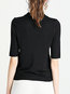 Stand Collar Standard Elegant Plain Knitted Sweater (Style V101124)