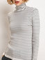 Polo Neck Standard Slim Striped Polyester Sweater (Style V101138)