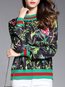 Slim Casual Floral Polyester Pattern Sweater (Style V101141)