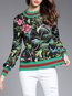 Slim Casual Floral Polyester Pattern Sweater (Style V101141)