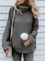 Turtleneck Standard Loose Casual Polyester Sweater (Style V101142)