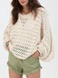 Standard Loose Casual Plain Mesh Sweater (Style V101147)