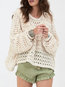 Standard Loose Casual Plain Mesh Sweater (Style V101147)