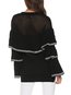 Round Neck Standard Slim Plain Cascading Ruffle Sweater (Style V101154)