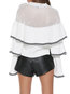 Round Neck Standard Slim Plain Cascading Ruffle Sweater (Style V101154)
