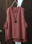 Round Neck Standard Plain Polyester Strappy Sweater (Style V101158)