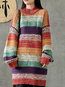 Round Neck Casual Striped Polyester Pattern Sweater (Style V101159)