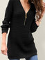 V-neck Slim Casual Polyester Zipper Sweater (Style V101163)