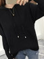Hooded Standard Casual Knitted Pockets Sweater (Style V101166)