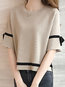 Round Neck Standard Loose Casual Striped Sweater (Style V101168)