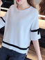 Round Neck Standard Loose Casual Striped Sweater (Style V101168)