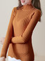 Polo Neck Standard Slim Plain Knitted Sweater (Style V101169)