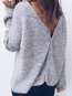 V-neck Standard Loose Sexy Knitted Sweater (Style V101172)