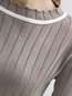 Round Neck Elegant Plain Polyester Strappy Sweater (Style V101174)