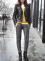 Shawl Collar Short Straight Plain PU Leather Jacket (Style V101191)