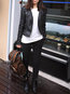 Shawl Collar Short Straight Plain PU Leather Jacket (Style V101191)