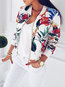 Short Straight Casual Floral Zipper Jacket (Style V101193)