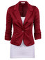 Slim Office Plain Cotton Blends Cascading Ruffle Jacket (Style V101197)
