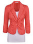 Slim Office Plain Cotton Blends Cascading Ruffle Jacket (Style V101197)