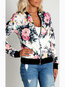 Round Neck Short Straight Cute Floral Jacket (Style V101200)