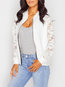 Round Neck Short Casual Lace Zipper Jacket (Style V101201)