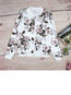 Round Neck Straight Floral Cotton Blends Zipper Jacket (Style V101210)