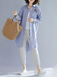 Shirt Collar Loose Elegant Striped Cotton Coat (Style V101226)