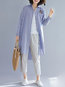 Shirt Collar Loose Elegant Striped Cotton Coat (Style V101226)