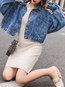 Shawl Collar Loose Casual Denim Button Jacket (Style V101227)