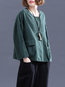 Short Western Plain Linen Button Jacket (Style V101229)