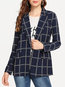 Shawl Collar Long Straight Office Plaid Coat (Style V101232)