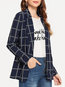 Shawl Collar Long Straight Office Plaid Coat (Style V101232)