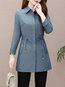 Shirt Collar Long Office Plain Pockets Coat (Style V101242)