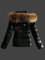 Stand Collar Long Straight Plain Fauxfur Jacket (Style V101244)