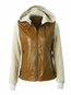 Short Straight Casual Color Block Zipper Jacket (Style V101246)