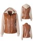 Short Straight Casual Color Block Zipper Jacket (Style V101246)