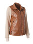 Short Straight Casual Color Block Zipper Jacket (Style V101246)