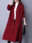 Long Loose Plain Polyester Pockets Coat (Style V101255)