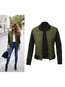 Straight Casual Patchwork Cotton Blends Zipper Jacket (Style V101256)