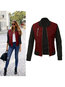 Straight Casual Patchwork Cotton Blends Zipper Jacket (Style V101256)