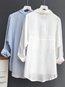 Shirt Collar Loose Plain Cotton Button Coat (Style V101258)