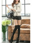 Round Neck Short Cute Wool Button Jacket (Style V101269)